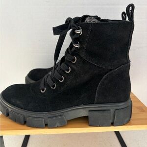 Blondo Black Lace-Up Side Zip Suede Waterproof Combat Boots! Warm & Comfy!